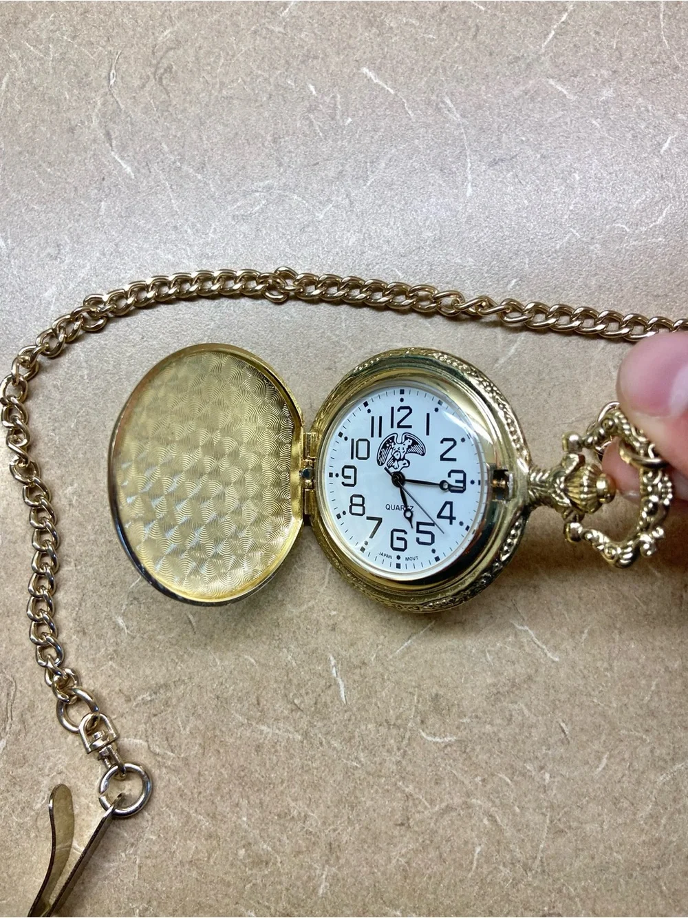 Gold-Tone Eagle Pocket Watch Pendant Necklace